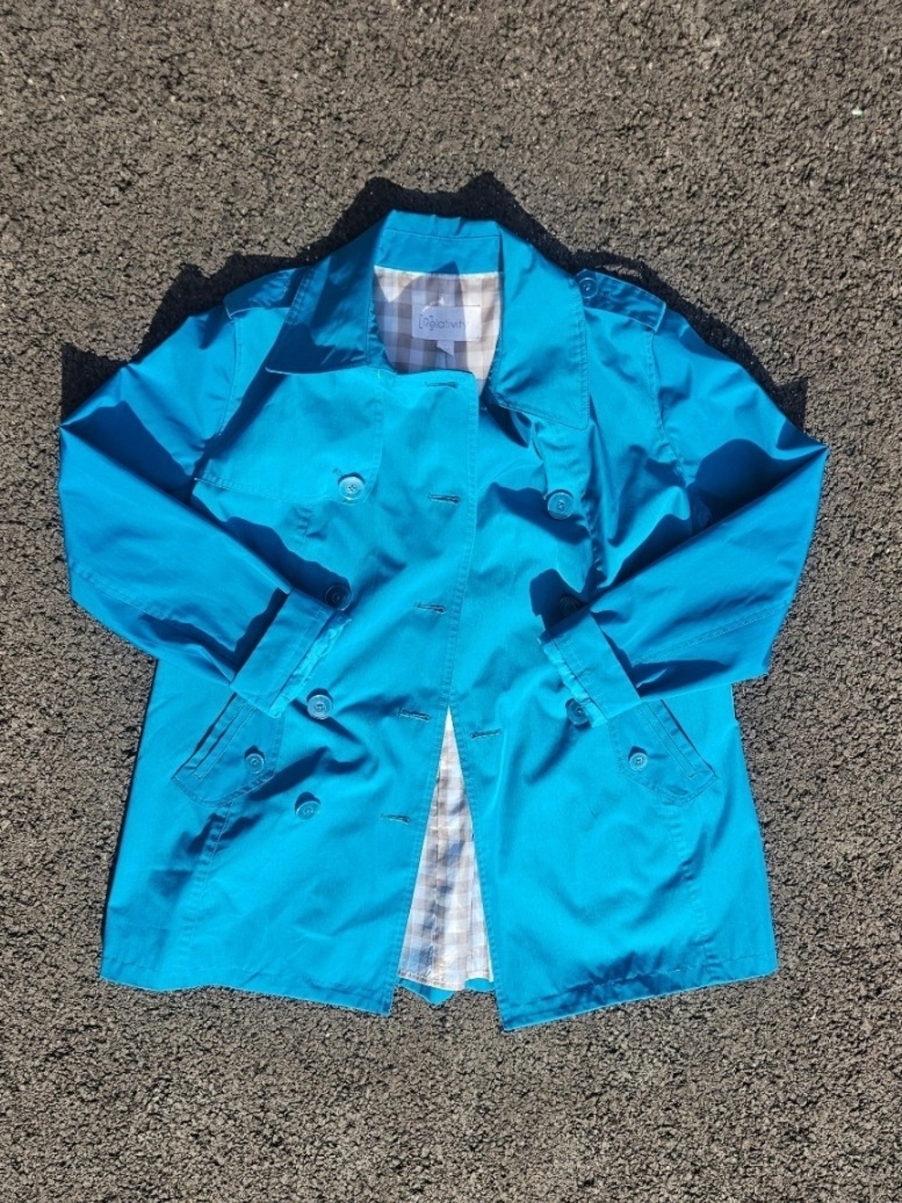 Relativity Blue Double Breasted Rain Coat Jacket Women’s Size L